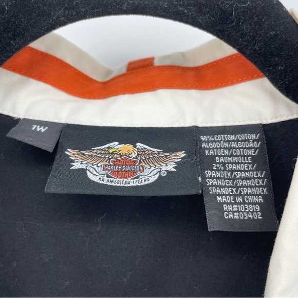 Harley Davidson Womens Button Up Shirt Ivory Cream Embroidered Cotton Blend 1W - Picture 3 of 6